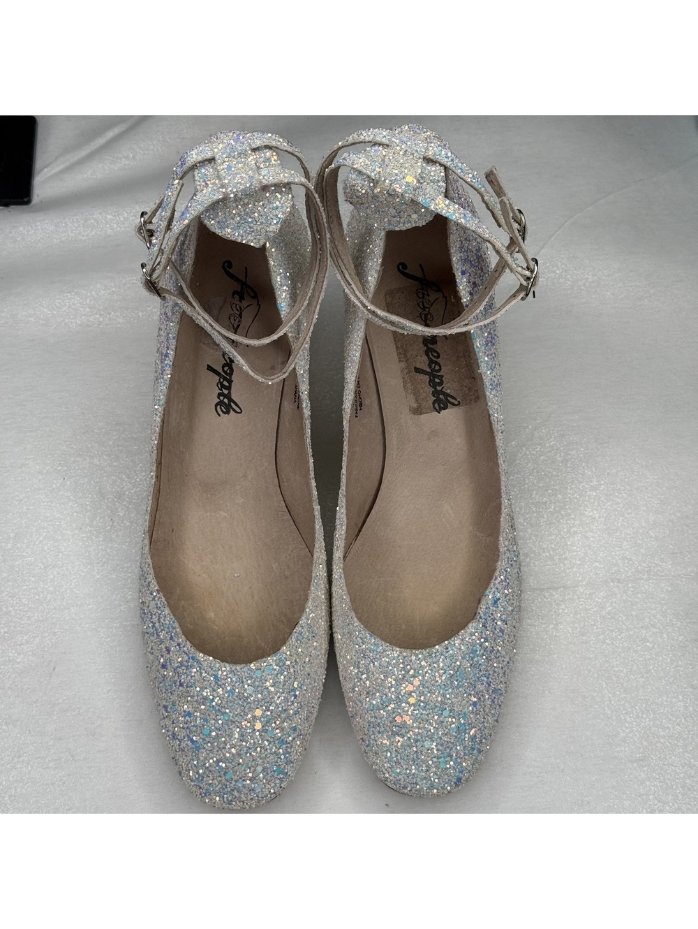Womens 9 Glitter Pointed Toe Block Heels